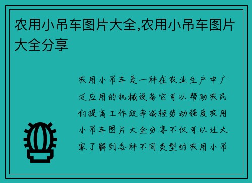 农用小吊车图片大全,农用小吊车图片大全分享