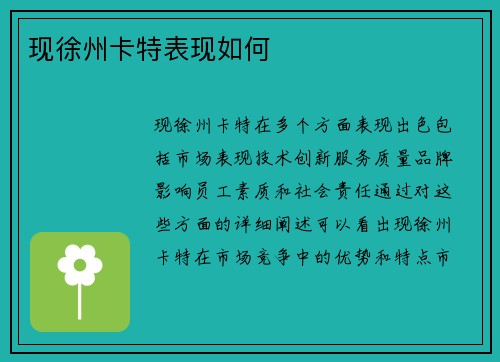 现徐州卡特表现如何